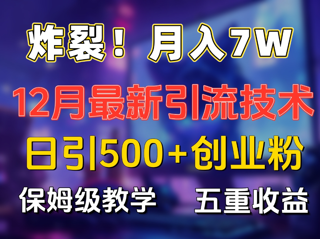 炸裂！月入7W+揭秘12月最新日引流500+精准创业粉，多重收益保姆级教学-zsff