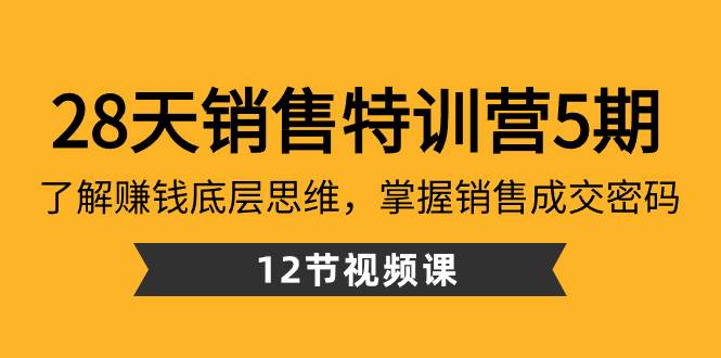 28天·销售特训营5期：了解赚钱底层思维，掌握销售成交密码（12节课）-zsff