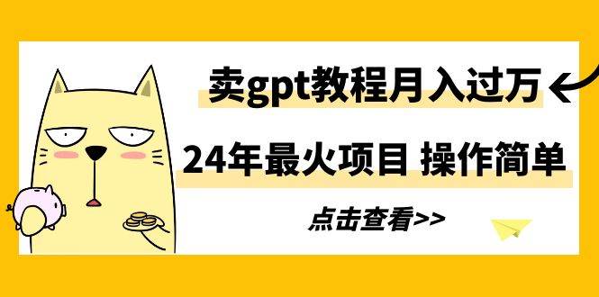 24年最火项目，卖gpt教程月入过万，操作简单-zsff