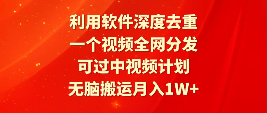 利用软件深度去重，一个视频全网分发，可过中视频计划，无脑搬运月入1W+-zsff