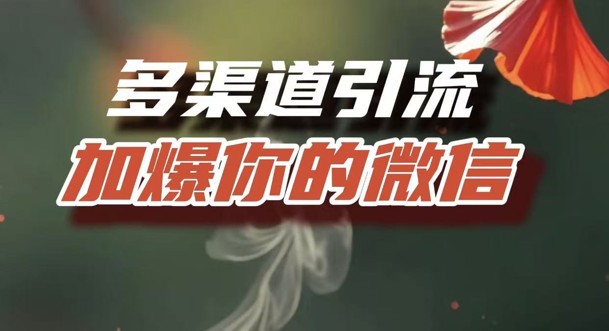 多渠道引流，加爆你的微信，把流量导入到私域，这是每一个想要在互联网赚钱的人必须掌握的底层能力-zsff