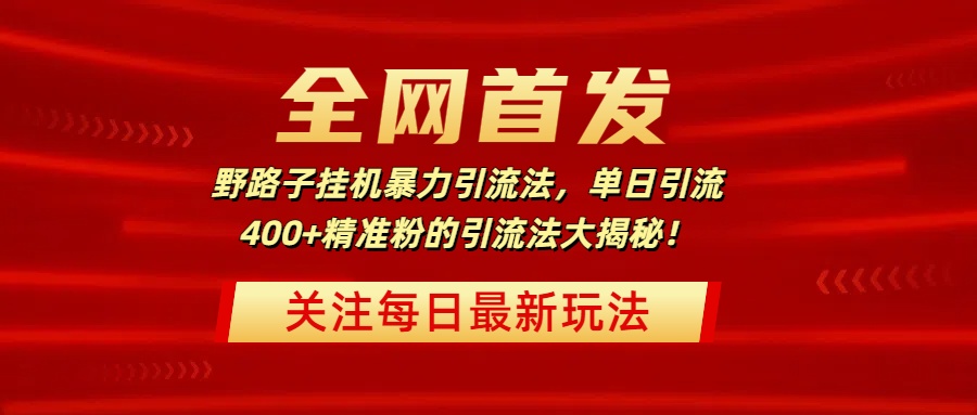 全网首发，野路子挂机暴力引流法，单日引流400+精准粉的引流法大揭秘！-zsff