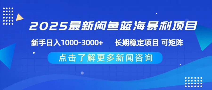 2025最新闲鱼蓝海暴利项目 ，新手日入1000-3000+ 长期稳定项目 可矩阵-zsff