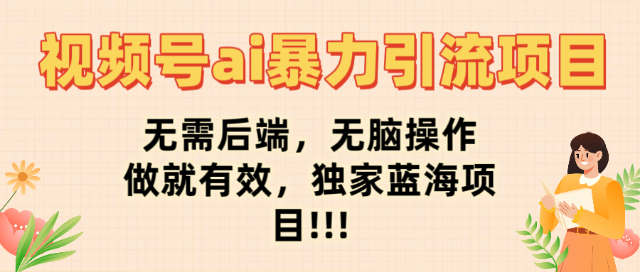 视频号ai暴力引流项目，无需后端，无脑操作，做就有效，独家蓝海项目!!!-zsff