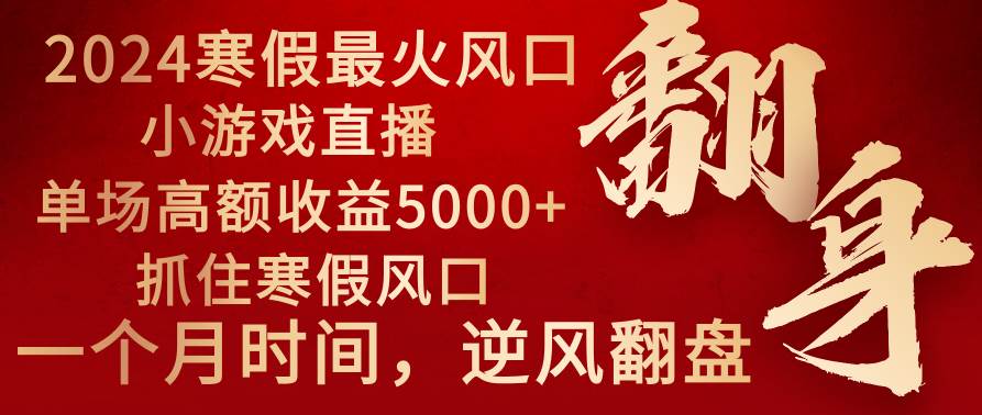 2024年最火寒假风口项目 小游戏直播 单场收益5000+抓住风口 一个月直接提车-zsff