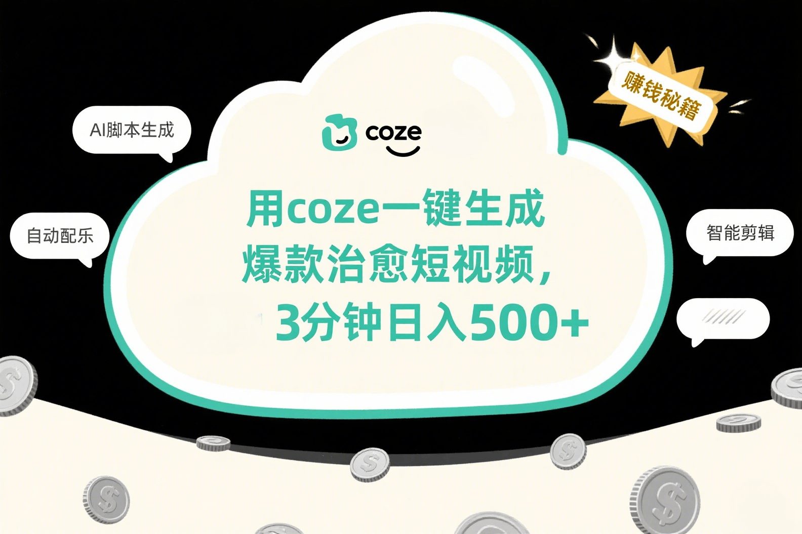 用coze一键生成爆款治愈短视频，3分钟日入500+-zsff