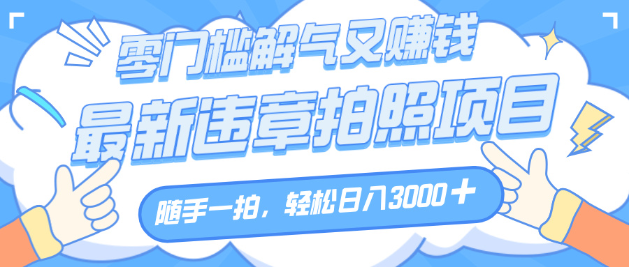 解气又赚钱的项目，随手一拍，轻松收入3000+，最新违章拍照赚钱-zsff