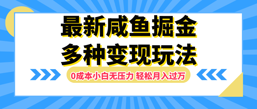 最新咸鱼掘金玩法，更新玩法，0成本小白无压力，多种变现轻松月入过万-zsff