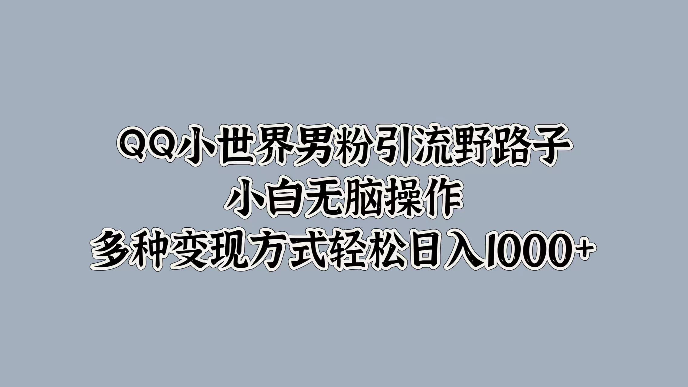 QQ小世界男粉引流野路子，小白无脑操作，多种变现方式轻松日入1000+-zsff