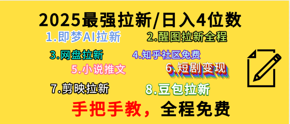 全程免费，手把手教，日入4位数的拉新项目，教会你免费使用各种AI软件，并且持续更新市面上最新的项目哦！-zsff
