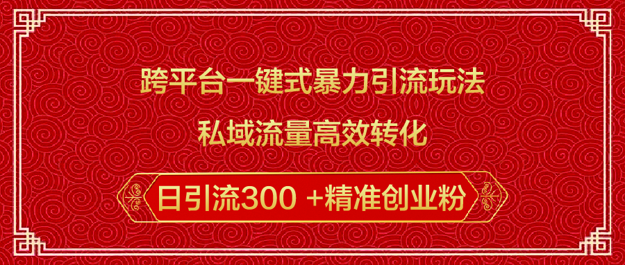 跨平台一键式暴力引流玩法，私域流量高效转化日引流300 +精准创业粉-zsff