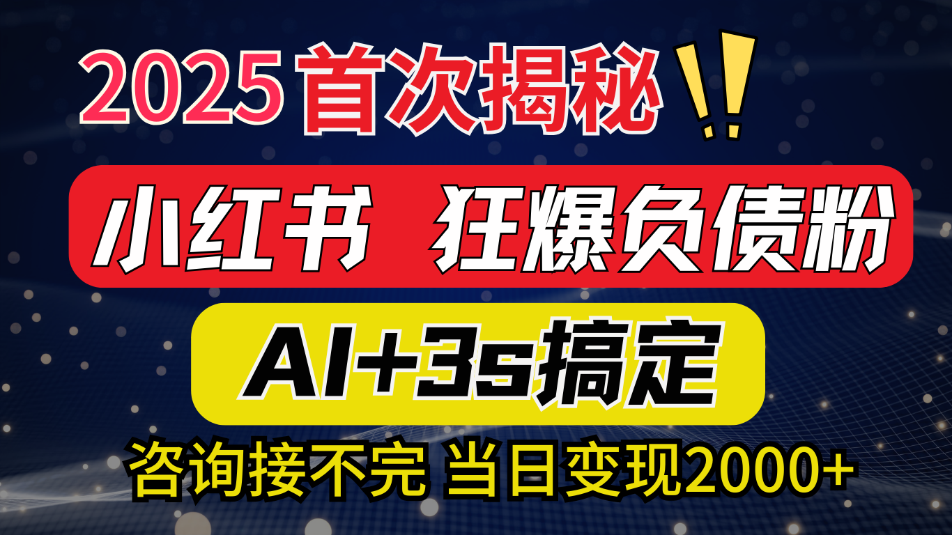 2025引流天花板：最新小红书狂暴负债粉思路，咨询接不断，当日入2000+-zsff