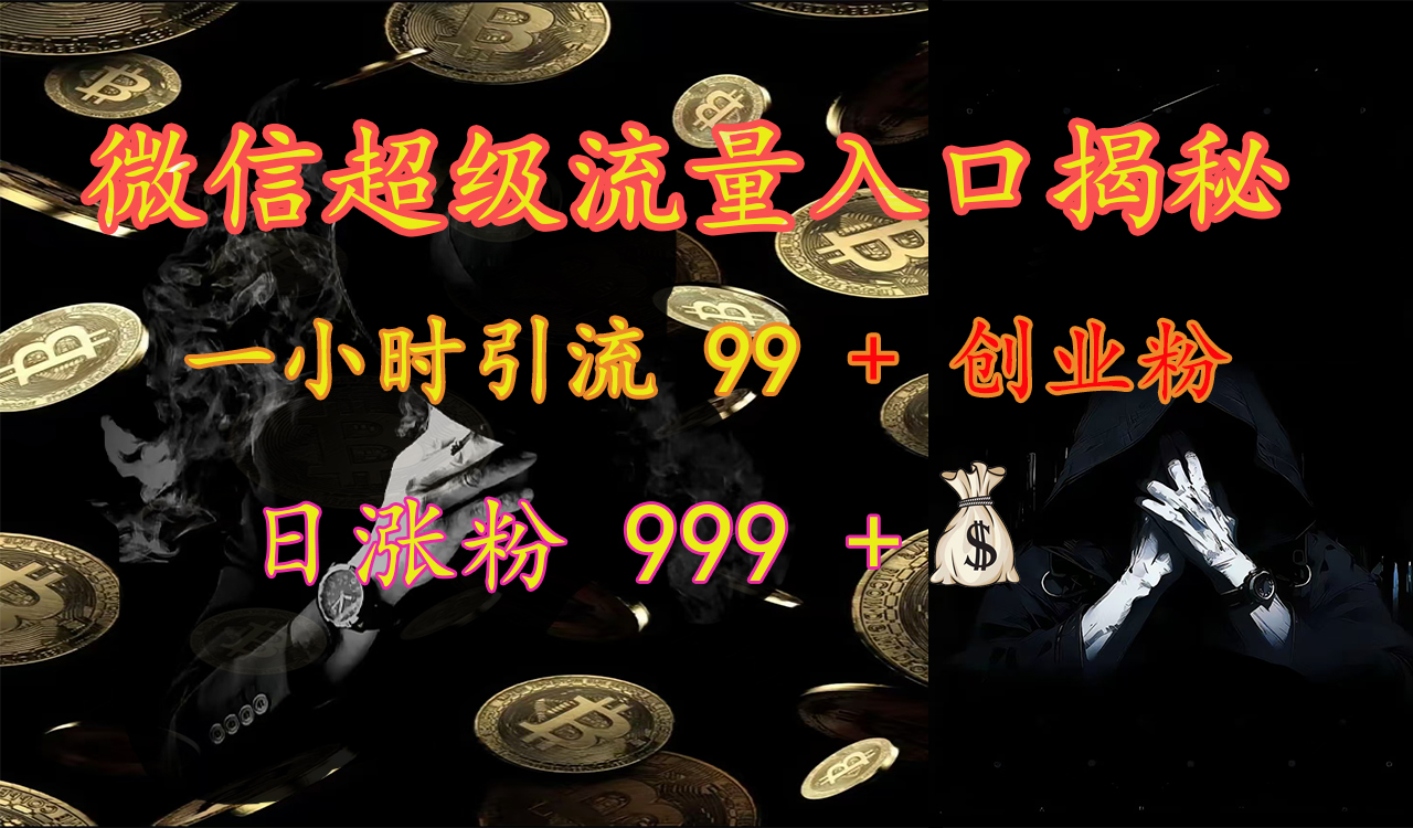 微信超级流量入口揭秘：一小时引流 99 + 创业粉，日涨粉 999 +【揭秘】-zsff