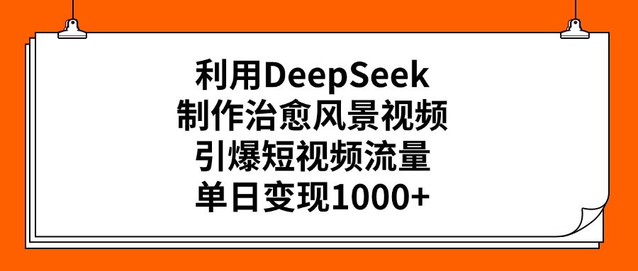 利用DeepSeek，制作治愈风景视频，引爆短视频流量，单日变现1000+-zsff
