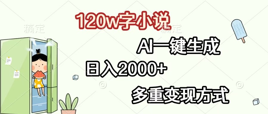 120w字小说，AI一键生成，日入2000+，多重变现方式-zsff