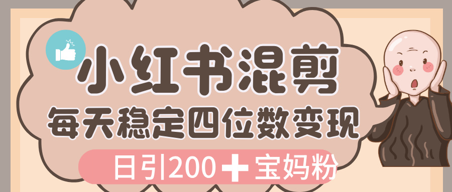 价值 3980 的小红书混剪， 虚拟变现，日引 200+宝妈创业粉，每天稳定四位数变现-zsff