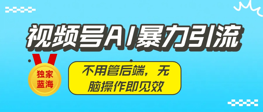 独家蓝海！视频号AI暴力引流：不用管后端，无脑操作即见效-zsff