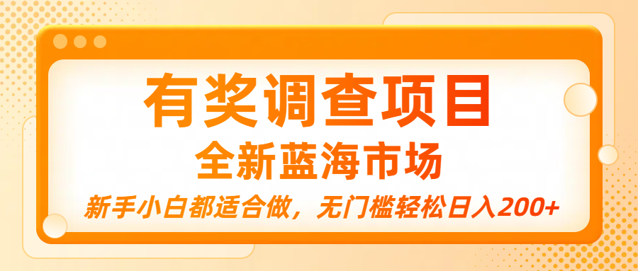 有奖调查项目，全新蓝海市场，新手小白都适合做，无门槛轻松日入200+-zsff