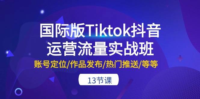 国际版Tiktok抖音运营流量实战班：账号定位/作品发布/热门推送/等等-13节-zsff