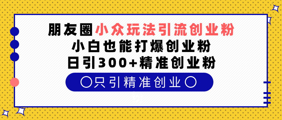 朋友圈小众玩法引流创业粉，小白也能打爆创业粉，日引300+精准创业粉-zsff