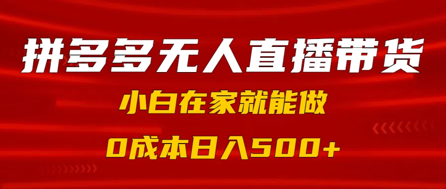 拼多多无人直播带货，小白在家就能做，0成本日入500+-zsff