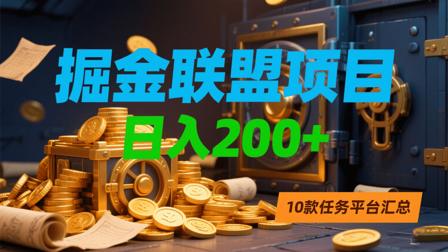 掘金联盟项目，日入200+，10款任务平台汇总-zsff