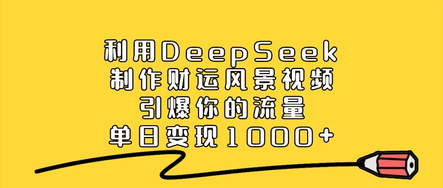 利用DeepSeek制作财运风景视频，单日变现1000+，引爆你的流量-zsff