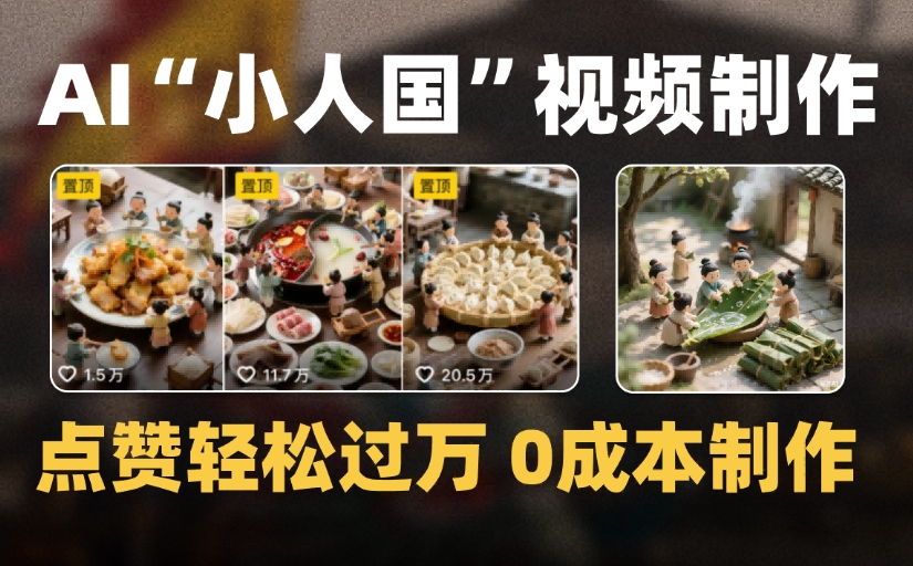 爆款1000W+微缩景观迷你小人国AI视频，0成本制作全流程教学-zsff