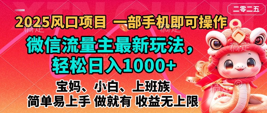 2025蓝海风口项目，微信流量主最新玩法，轻松日入1000+，简单易上手，做就有 收益无上限-zsff