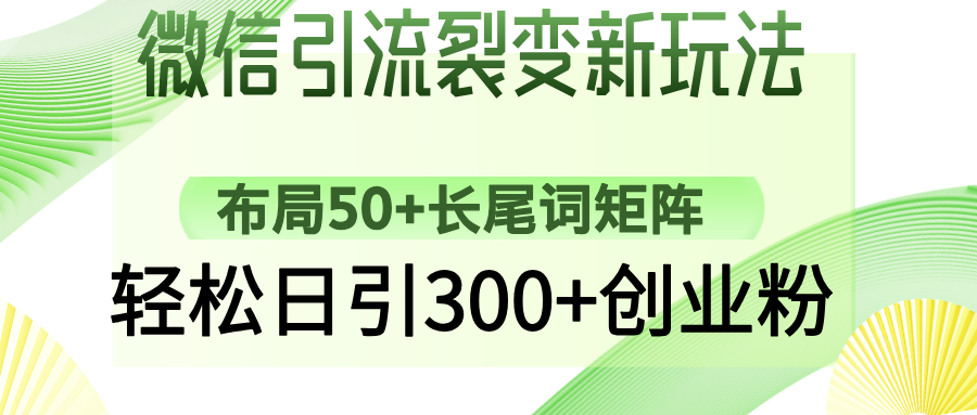 微信引流裂变新玩法：布局50+长尾词矩阵，轻松日引300+创业粉-zsff