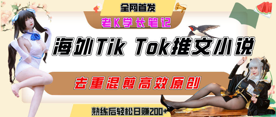 海外tiktok小说推文暴力项目，高停留率，高转化率，上手后一天搞顿饭钱不是问题-zsff