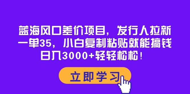 蓝海风口差价项目，发行人拉新，一单35，小白复制粘贴就能搞钱！日入3000+轻轻松松-zsff