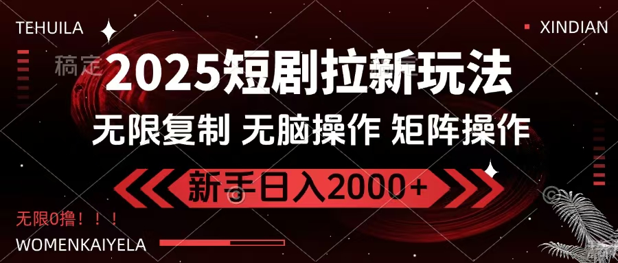 2025短剧拉新玩法，无需注册登录，无限0撸，无脑批量操作日入2000+-zsff