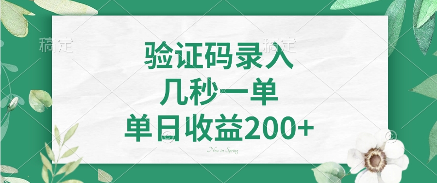 验证码录入，看图识字，几秒一单，单日收益200+-zsff