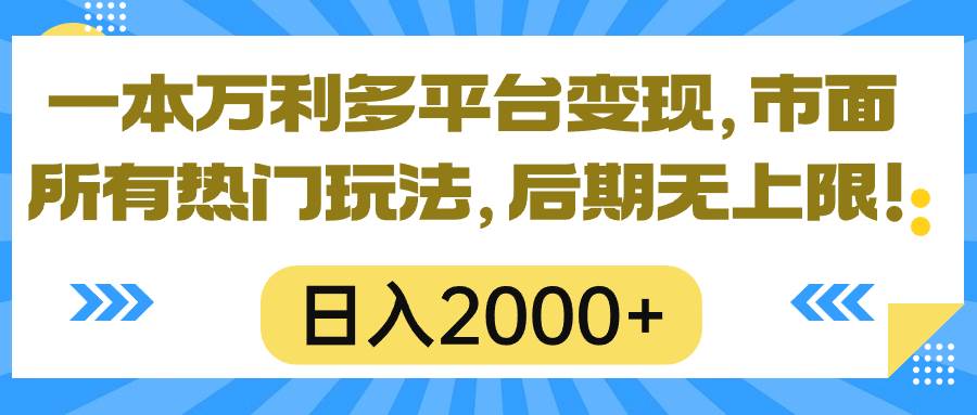 一本万利多平台变现，市面所有热门玩法，日入2000+，后期无上限！-zsff