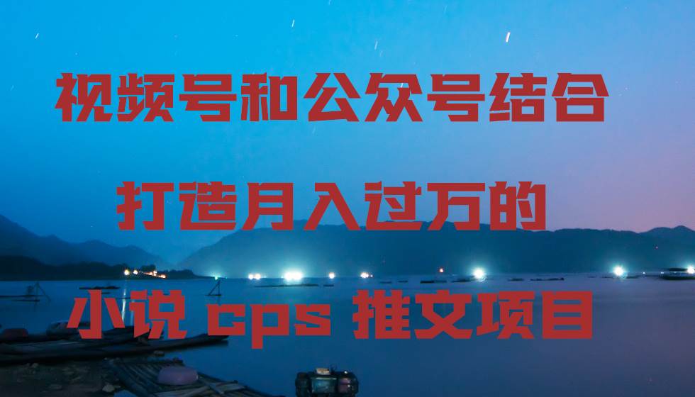 视频号和公众号结合打造月入过万的小说cps推文项目-zsff
