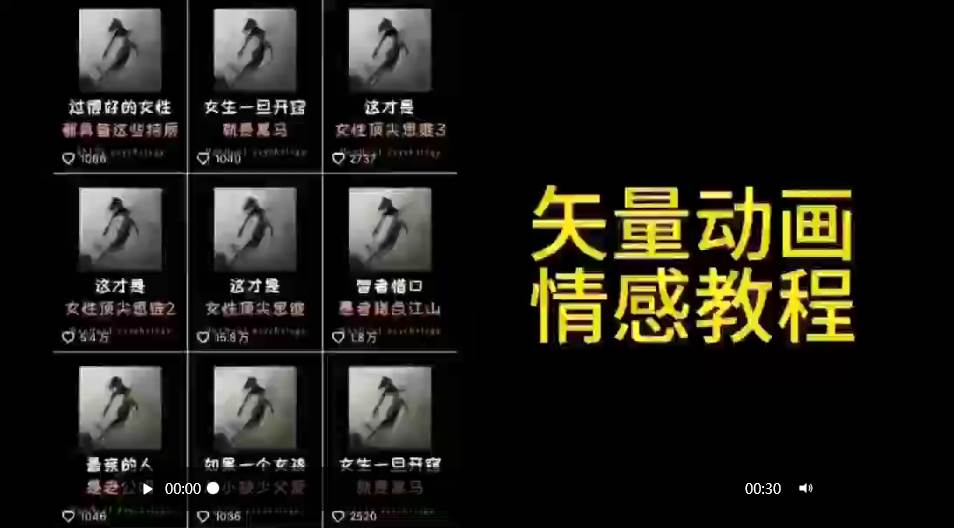 矢量动画情感教程：高点赞涨粉，适合情感、思维、创业教育等赛道-zsff