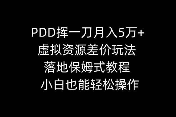 PDD挥一刀月入5万+，虚拟资源差价玩法，落地保姆式教程，小白也能轻松操作-zsff