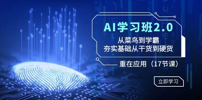 AI学习班2.0：从菜鸟到学霸，夯实基础从干货到硬货，重在应用（17节课）-zsff