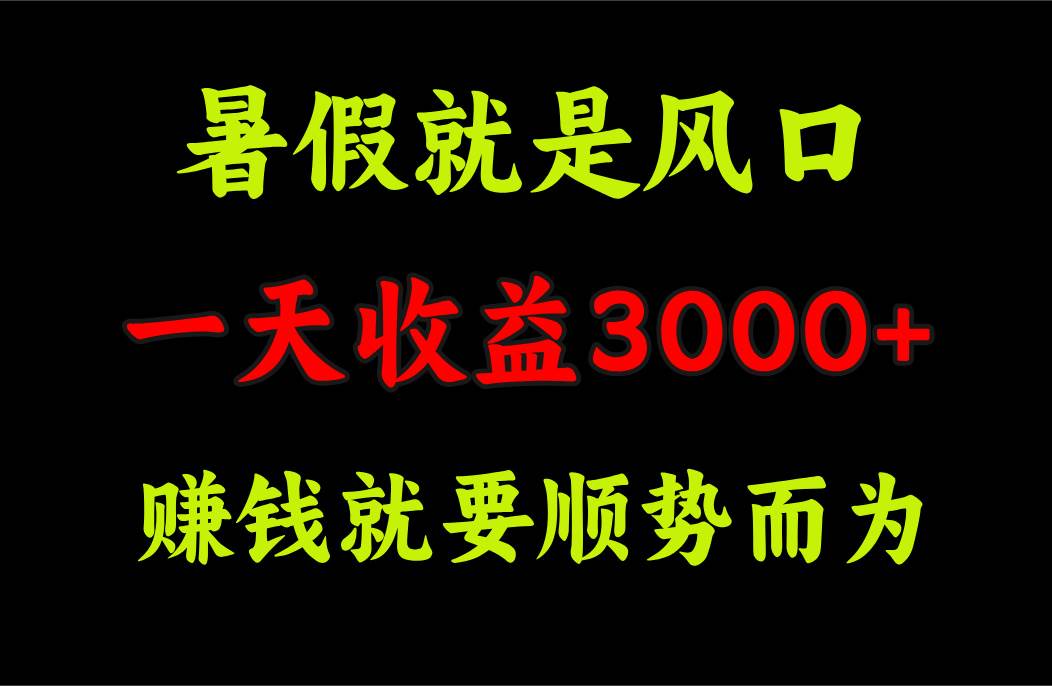 一天收益3000+ 赚钱就是顺势而为，暑假就是风口-zsff