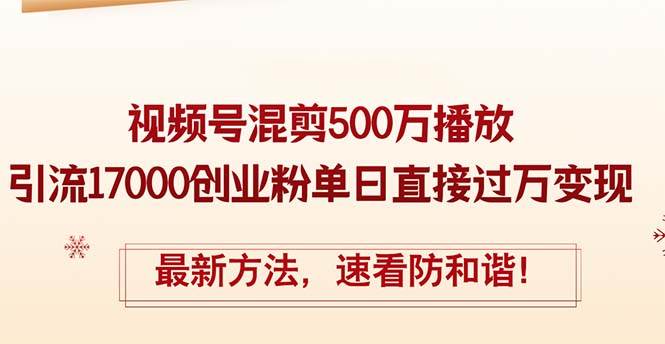 精华帖视频号混剪500万播放引流17000创业粉，单日直接过万变现，最新方…-zsff