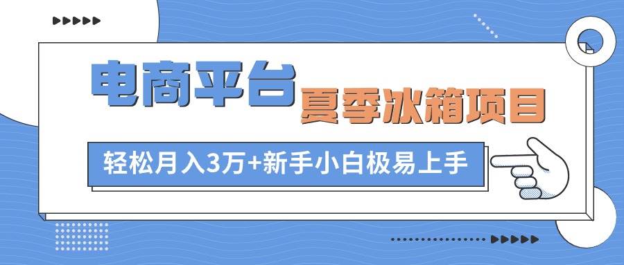 电商平台夏季冰箱项目，轻松月入3万+，新手小白极易上手-zsff