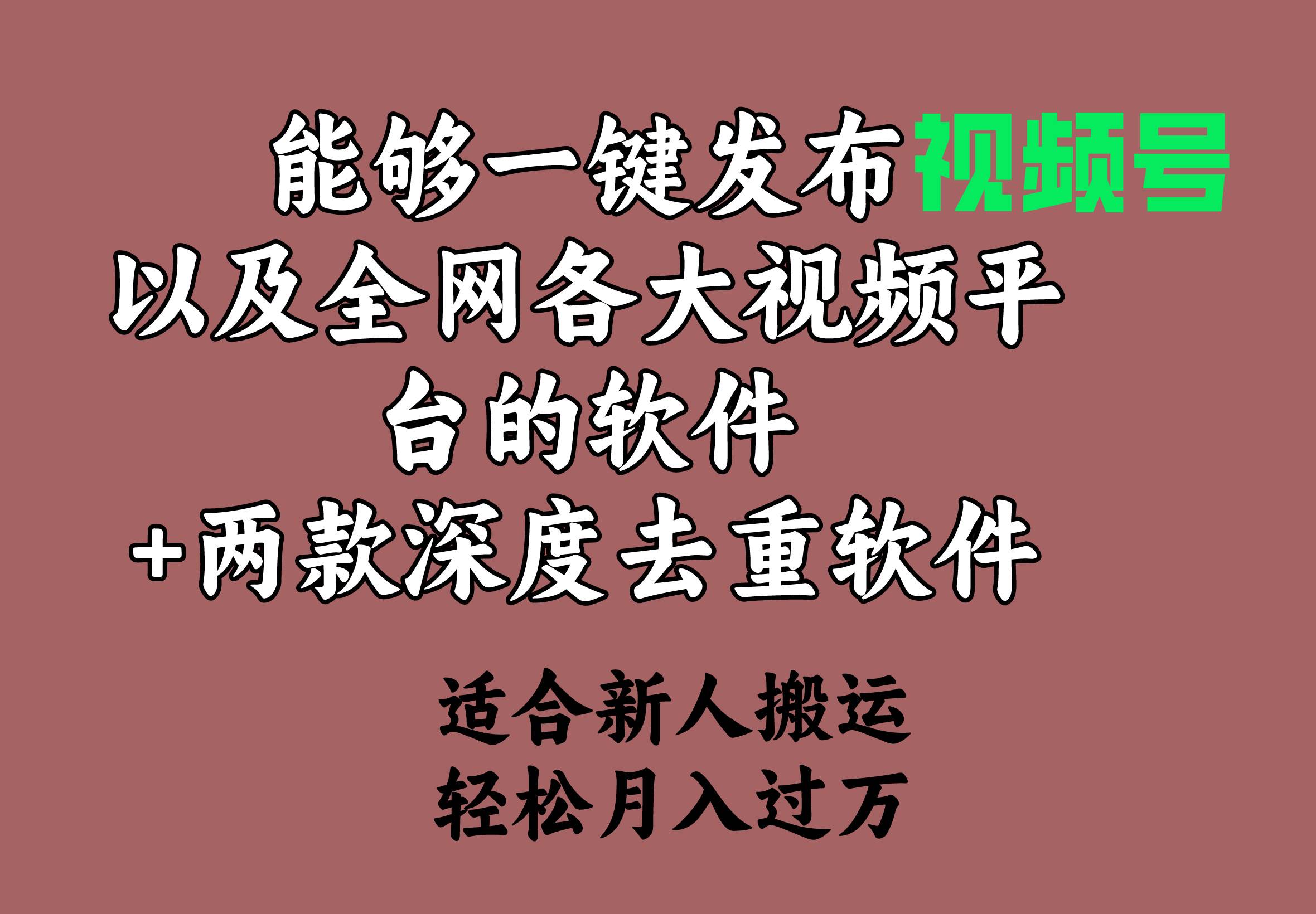 能够一键发布视频号以及全网各大视频平台的软件+两款深度去重软件 适合…-zsff