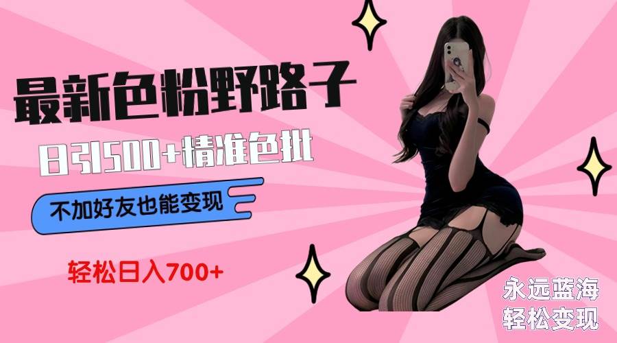 最新色粉变现野路子，日引500+老色批 可不加好友直接变现 小白轻松日入700+-zsff