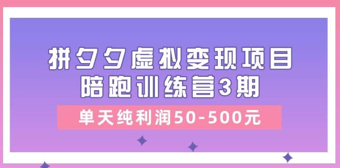 某收费培训《拼夕夕虚拟变现项目陪跑训练营3期》单天纯利润50-500元-zsff