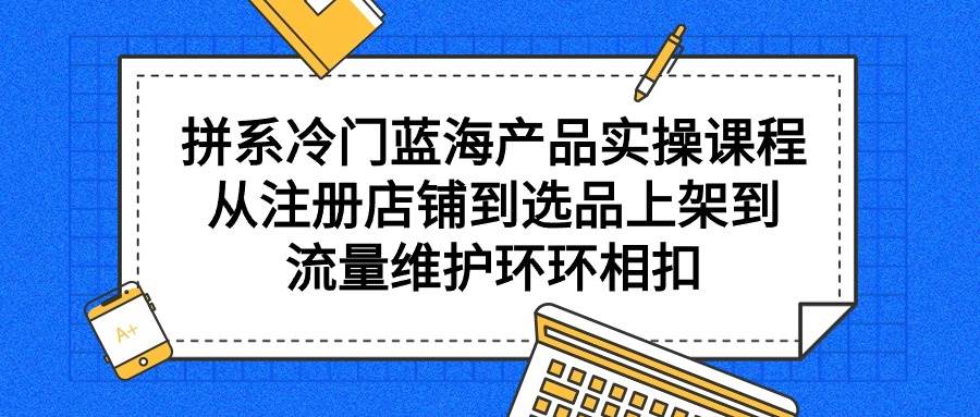 拼系冷门蓝海产品实操课程，从注册店铺到选品上架到流量维护环环相扣-zsff