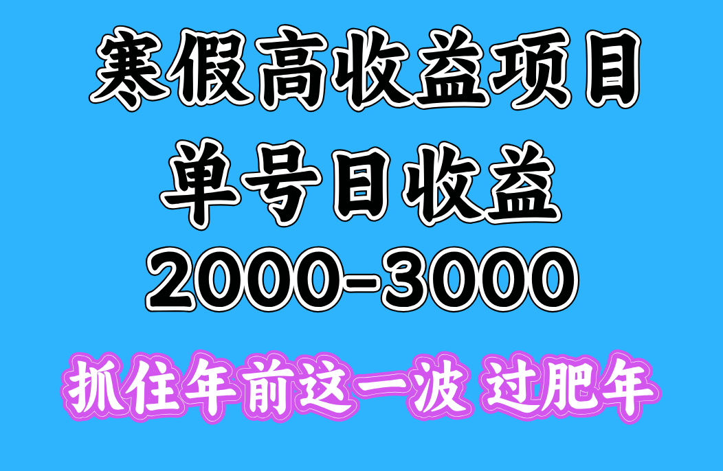 寒假期间一天收益2000-3000+，抓住年前这一波-zsff