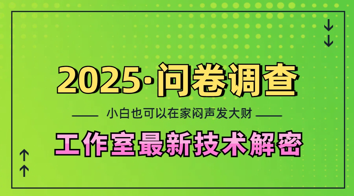 2025《问卷调查》最新工作室技术解密：一个人在家也可以闷声发大财，小白一天200+，可矩阵放大-zsff