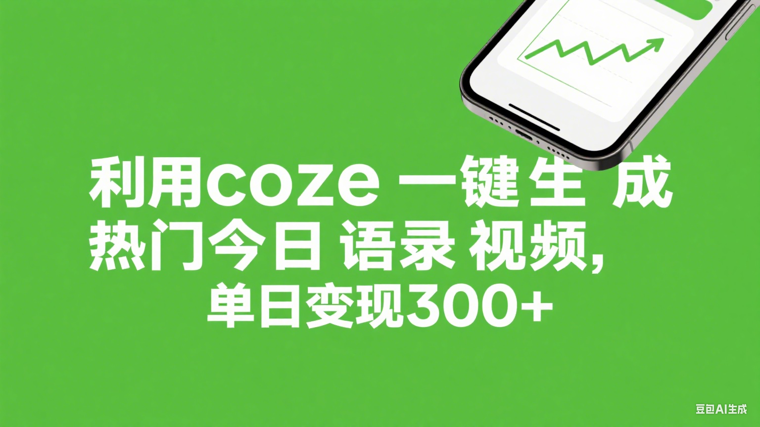 利用coze一键生成热门今日语录视频，单日变现300+-zsff