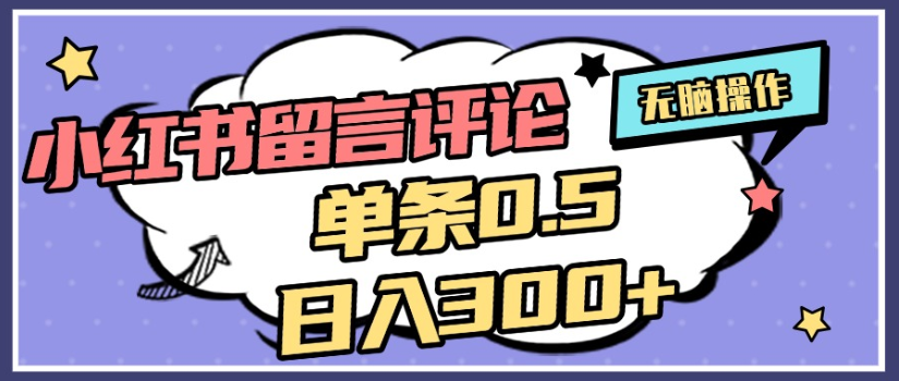 2025年最新小红书评论单条0.5元，日入300＋，无上限，详细操作流程-zsff